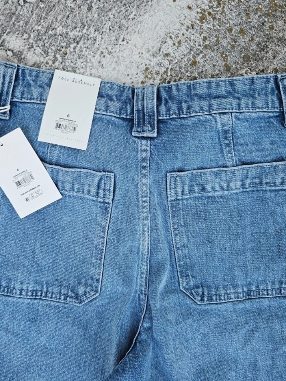 Free Assembly Women Jeans Sky Blue Indigo Wash Denim Carpenter Barrel Size 4 New - Picture 6 of 11